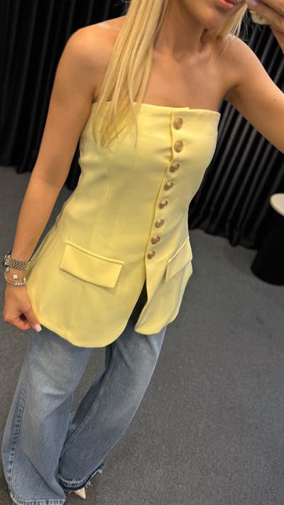 MARKA MODEL STRAPLEZ YELEK SARI