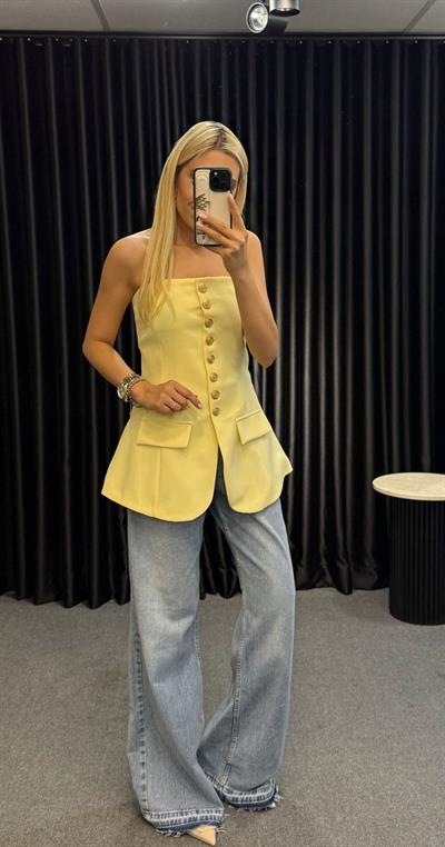 MARKA MODEL STRAPLEZ YELEK SARI