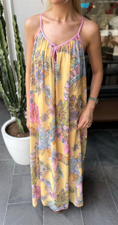 MARKA MODEL ZR ÇİÇEK DESENLİ ASKILI ELBİSE