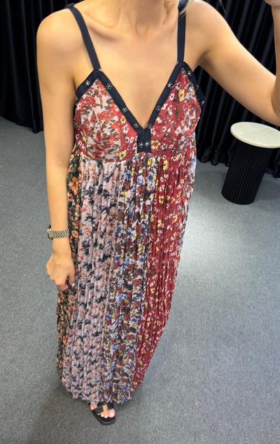 MARKA MODEL ZR ÇİÇEK DESENLİ ELBİSE KIRMIZI