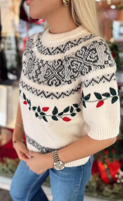 MARKA MODELZR JAKARLI İŞLEMELİ KISA KOLLU KAZAK