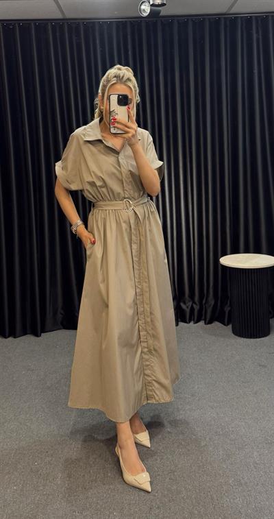 MARY KEMERLİ MİDİ ELBİSE HAKİ