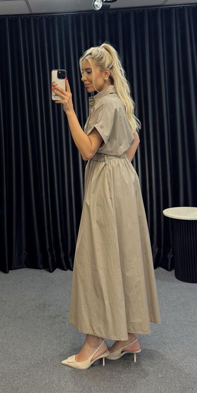 MARY KEMERLİ MİDİ ELBİSE HAKİ