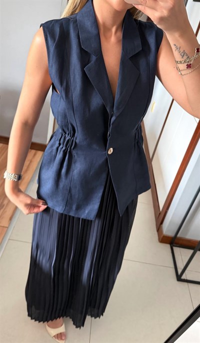 MASSİ PREMİUM PİLE DETAY TAKIM GÖRÜNÜMLÜ ELBİSE