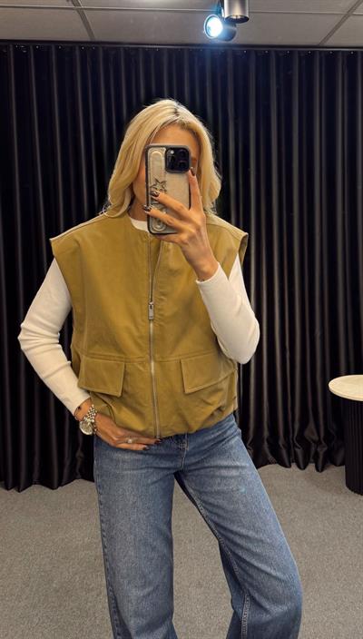 MUADİL CEPLİ FERMUARLI BOMBER YELEK HAKİ