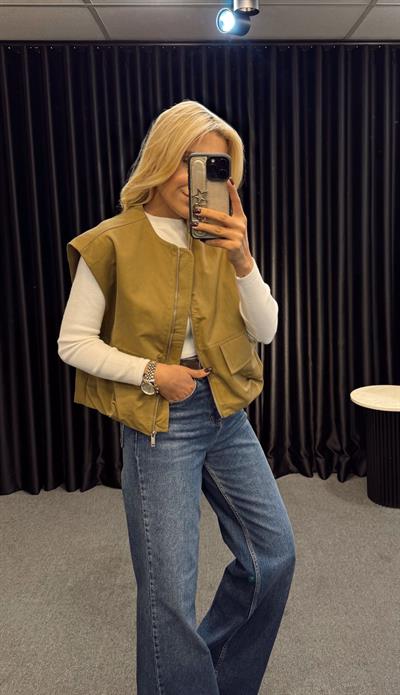 MUADİL CEPLİ FERMUARLI BOMBER YELEK HAKİ