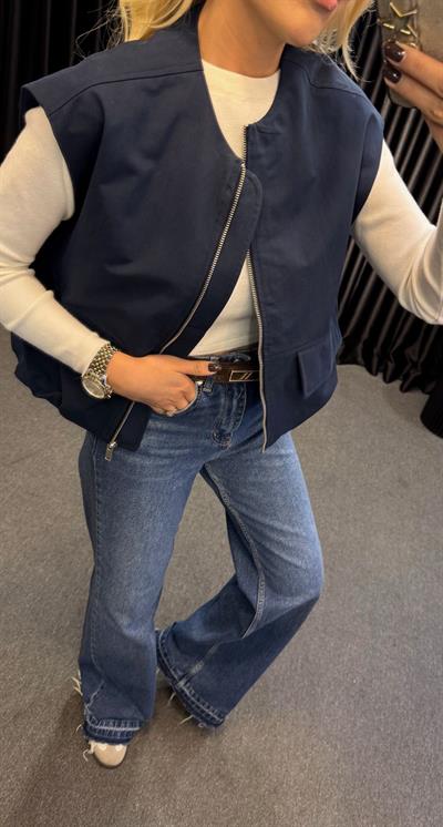 MUADİL CEPLİ FERMUARLI BOMBER YELEK LACİVERT