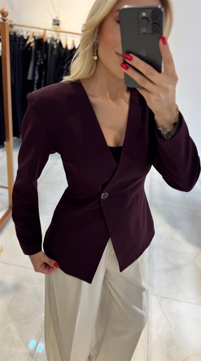 MÜRDÜM KRUVAZE YAKA TEK DÜĞMELİ BLAZER CEKET