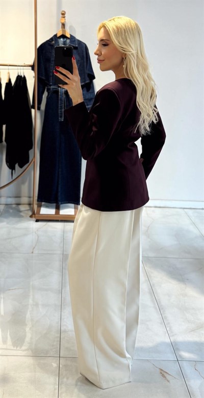 MÜRDÜM KRUVAZE YAKA TEK DÜĞMELİ BLAZER CEKET