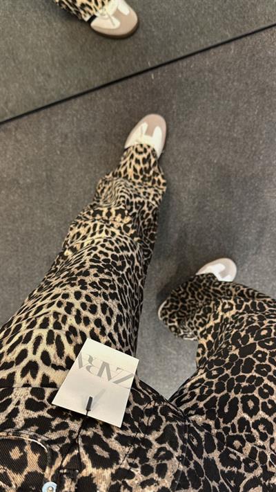 ORJ MARKA ETİKETLİ KARTLI  LEOPAR PALAZZO JEAN KAHVE
