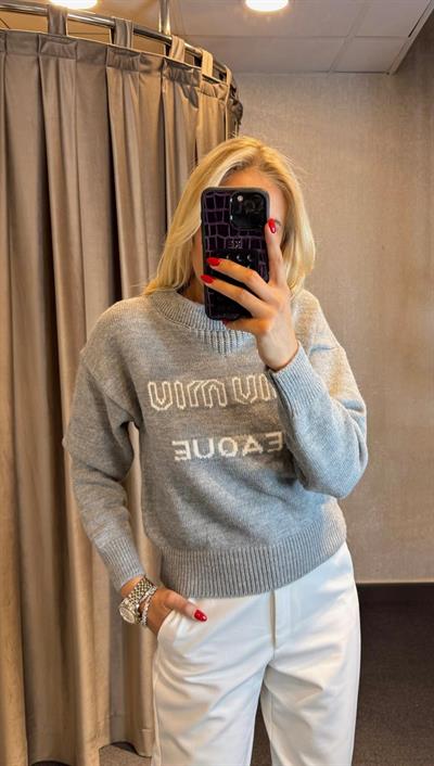 ORJ MARKA LOGOLU MİU LEAQUE  KAZAK GRİ