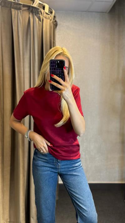 ORJ MARKA MASSİ BASİC KISA KOLLU TSHİRT  BORDO