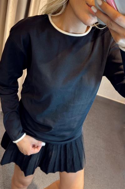 ORJ MARKA MASSİ BİYELİ UZUN KOLLU TSHİRT SİYAH