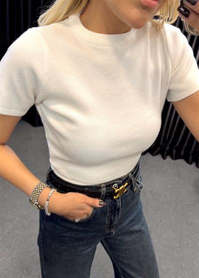 ORJ MARKA MASSİ KISA KOLLU CROP TRİKO BEYAZ