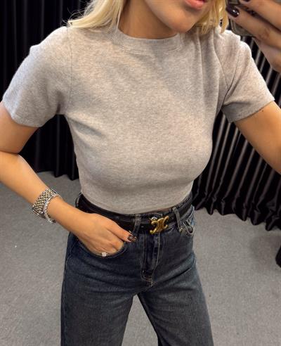 ORJ MARKA MASSİ KISA KOLLU CROP TRİKO GRİ