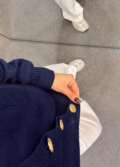 ORJ MARKA MASSİ V YAKA GOLD DÜĞMELİ HIRKA LACİVERT