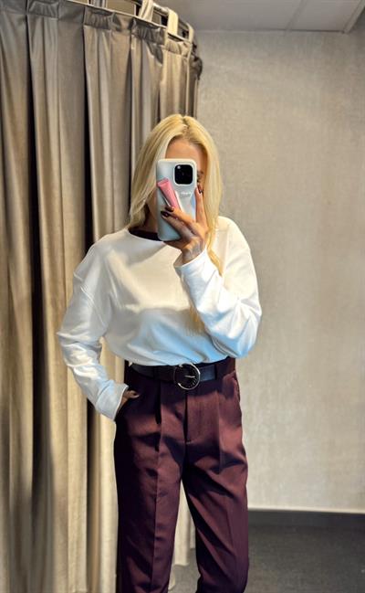 ORJ MARKA MASSİ YAKASI RENKLİ BASİC SWEAT BEYAZ