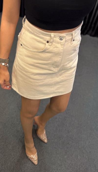 ORJ MARKA YÜKSEK BEL DENİM ETEK BEJ