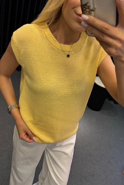 ORJ MARKA ZR KOLSUZ MERSERİZE BLUZ SARI