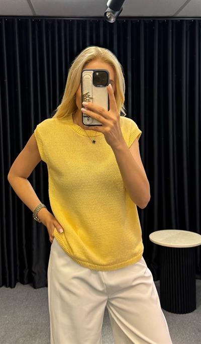 ORJ MARKA ZR KOLSUZ MERSERİZE BLUZ SARI