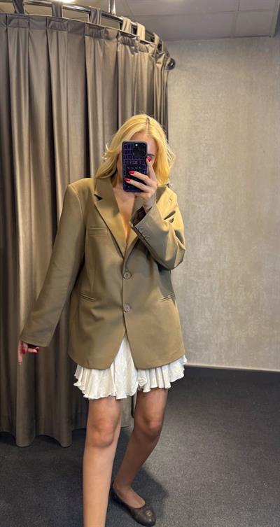 OVERSİZE BLAZER CEKET VİZON