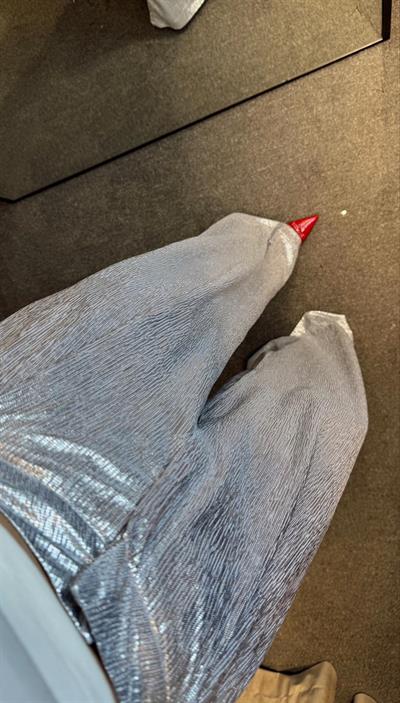 PARLAK PALAZZO PANTOLON SİLVER