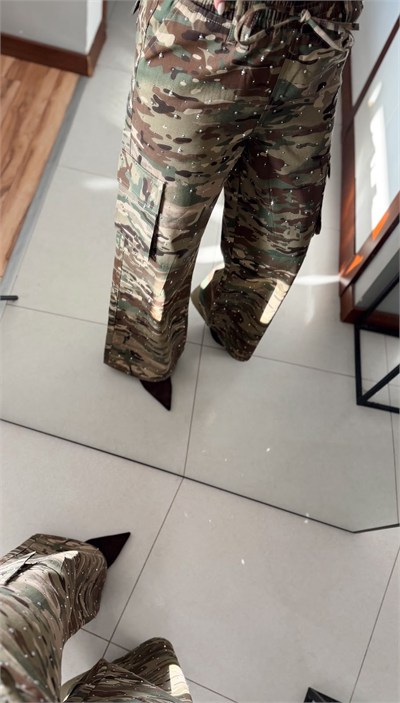 PARLAK TAŞLI KAMUFLAJ CARGO JEAN
