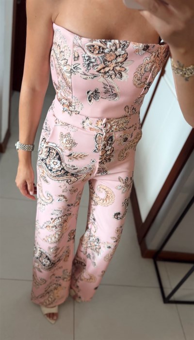 PEMBE VANADEY KEMERLİ DESENLİ TAKIM