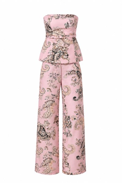 PEMBE VANADEY KEMERLİ DESENLİ TAKIM