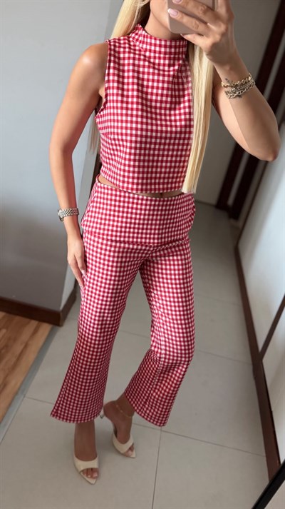 PÖTİKARELİ BLUZ PANTOLON TAKIM