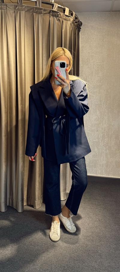 PREMİUM  BEL BAĞLAMALI BLAZER CEKET LACİVERT