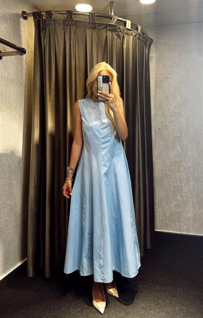 PRENSES MODEL ELBİSE MAVİ