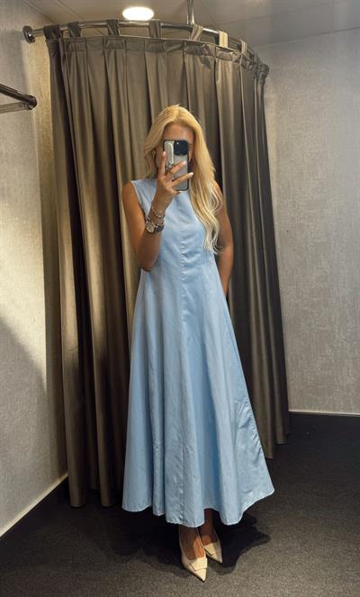 PRENSES MODEL ELBİSE MAVİ