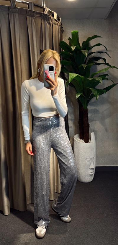 PUL PAYETLİ PANTOLON GRİ