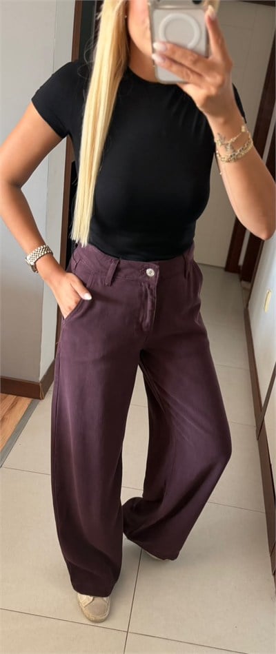 RHİN MÜRDÜM WİDE LEG TENSEL DENİM PANTOLON