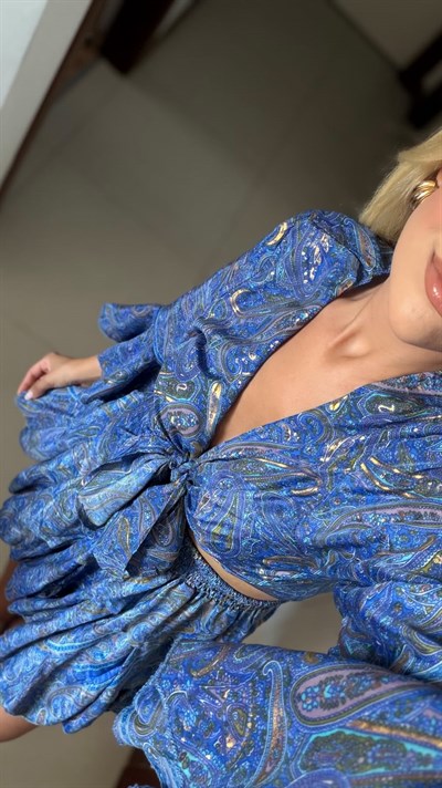 SAKS ALEXA HİNT İPEK BLUZ ETEK TAKIM