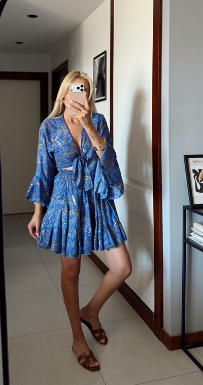 SAKS ALEXA HİNT İPEK BLUZ ETEK TAKIM