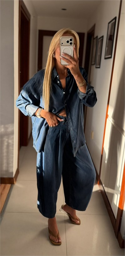 SARAH MAVİ DENİM BALON PANTOLON