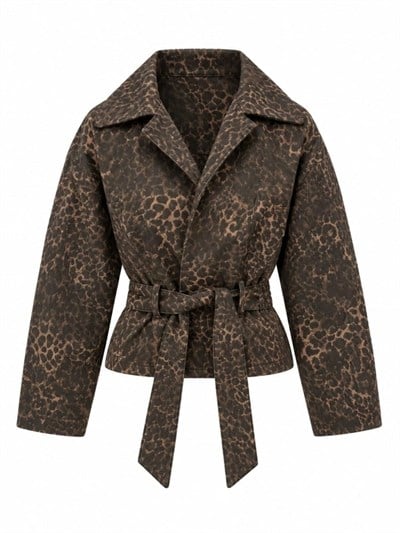 SELİNA LEOPAR DESEN GABARDİN CEKET