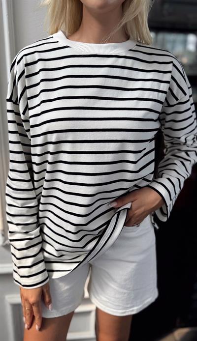 SİYAH ÇİZGİLİ UZUN KOLLU SWEATSHİRT