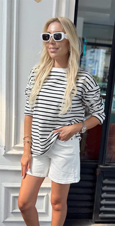 SİYAH ÇİZGİLİ UZUN KOLLU SWEATSHİRT