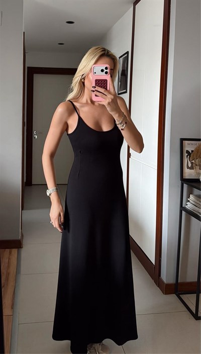 SİYAH GÖMLEK ELBİSE MODAL TAKIM