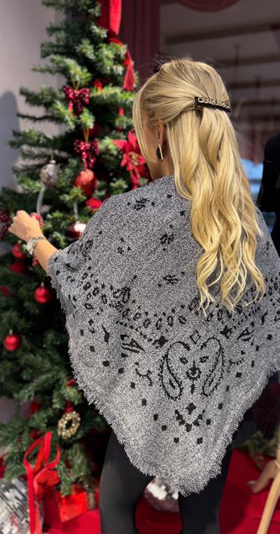 SİYAH GRİ DESENLİ TRİKO ŞAL