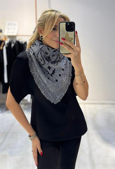 SİYAH GRİ DESENLİ TRİKO ŞAL