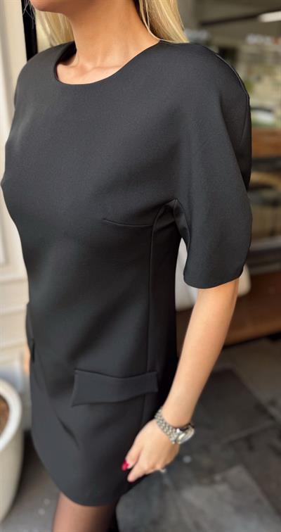 SİYAH MARKA MODEL ZR KISA BALON KOLLU ELBİSE