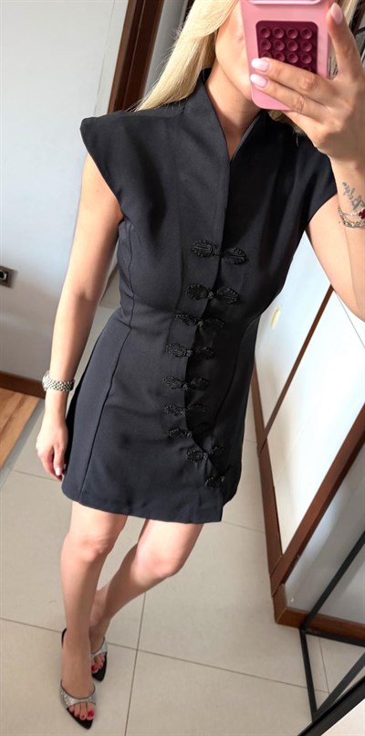 SİYAH NAPOLYON KISA ELBİSE