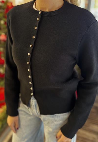 SİYAH ÖNDEN GOLD DÜĞMELİ TRİKO HIRKA