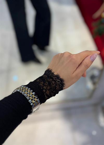 SİYAH ORJ MARKA İNTMS DANTELLİ MODAL KAŞMİR UZUN KOLLU BLUZ