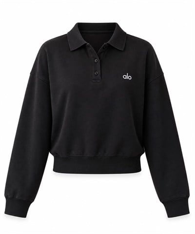 SİYAH ORJ MARKA LOLA POLO YAKA BASİC SWEATSHİRT