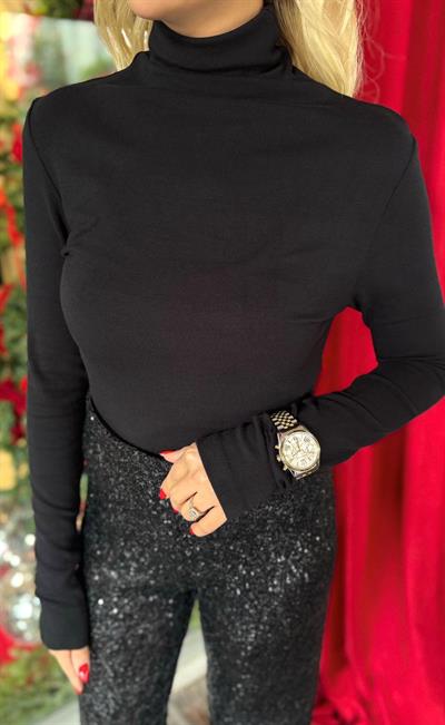 SİYAH ORJ MARKA MASSİ BALIKÇIYAKA UZUN KOLLU BODY